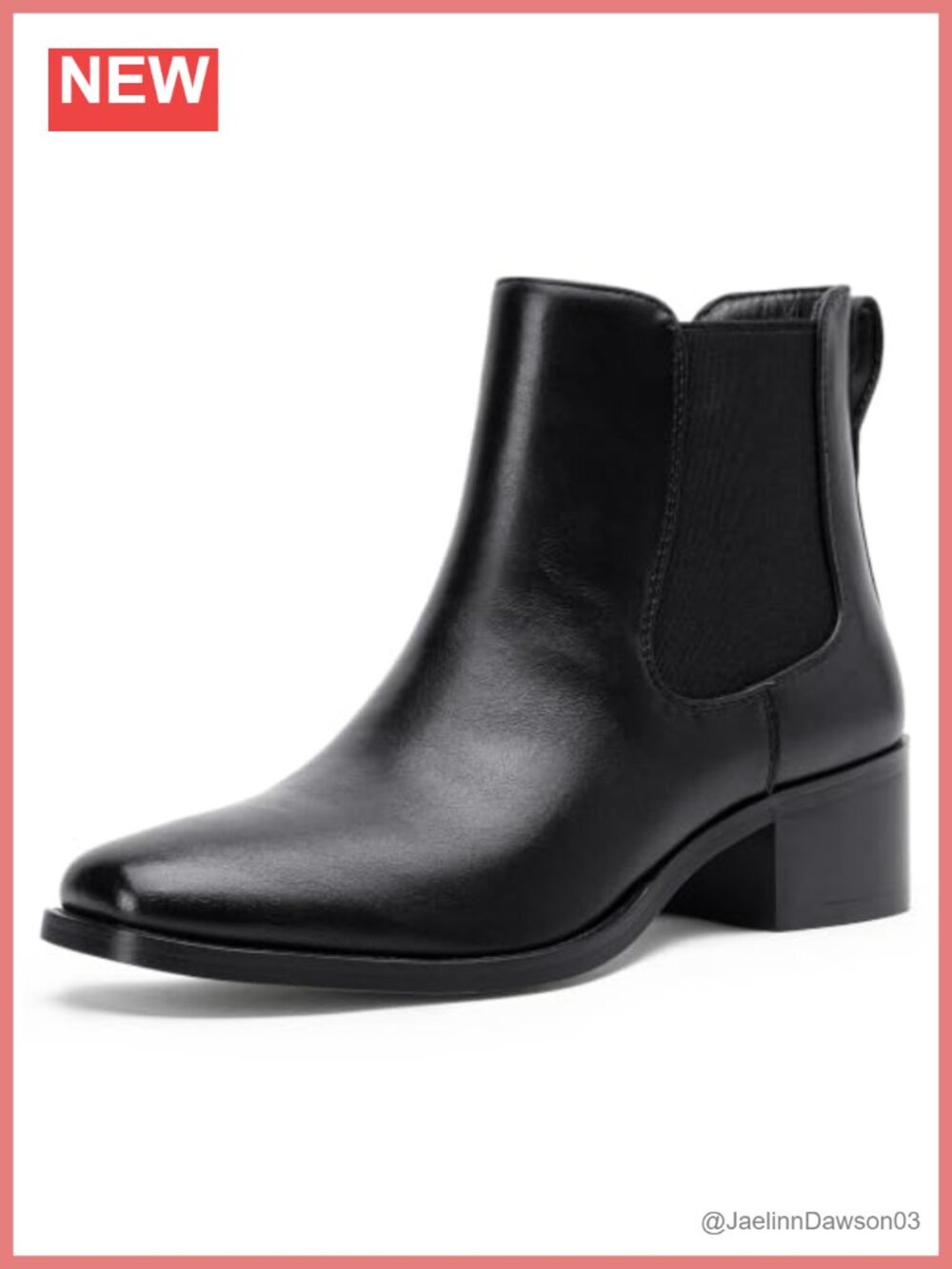 Women's Faux Leather Chelsea Ankle Boots Square Toe Low Block Heel